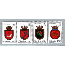 GIBRALTAR 1985 Yv 501/4 SERIE COMPLETA ESCUDOS DE ARMAS DE BARCOS DE GUERRA 11 EUROS